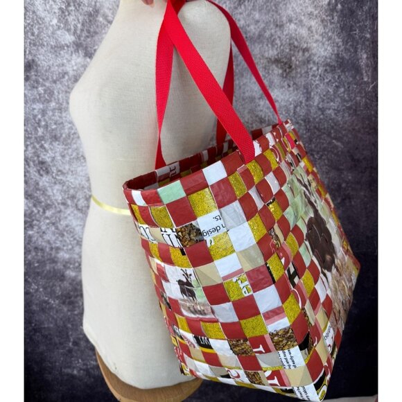 Martha's Bags Multicolor Basket Weave HandWoven Colorful Beach Tote Shopping Bag - Picture 12 of 15